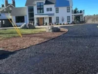 Newly installed chip seal driveway from J. Hunziker Asphalt Paving