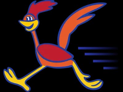 Action mascot running across site