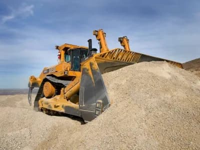 Bulldozer used in sand and gravel production