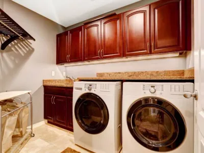 custom built laundry room cabinets